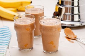 Peanut Butter, Banana and Chocolate Milkshake
