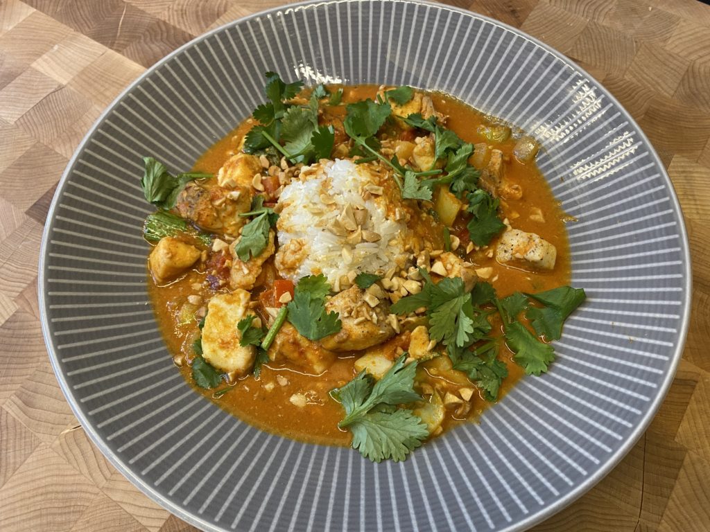 Snapper in Peanut Tomato Broth with Coconut Rice - Peanut Butter Lovers
