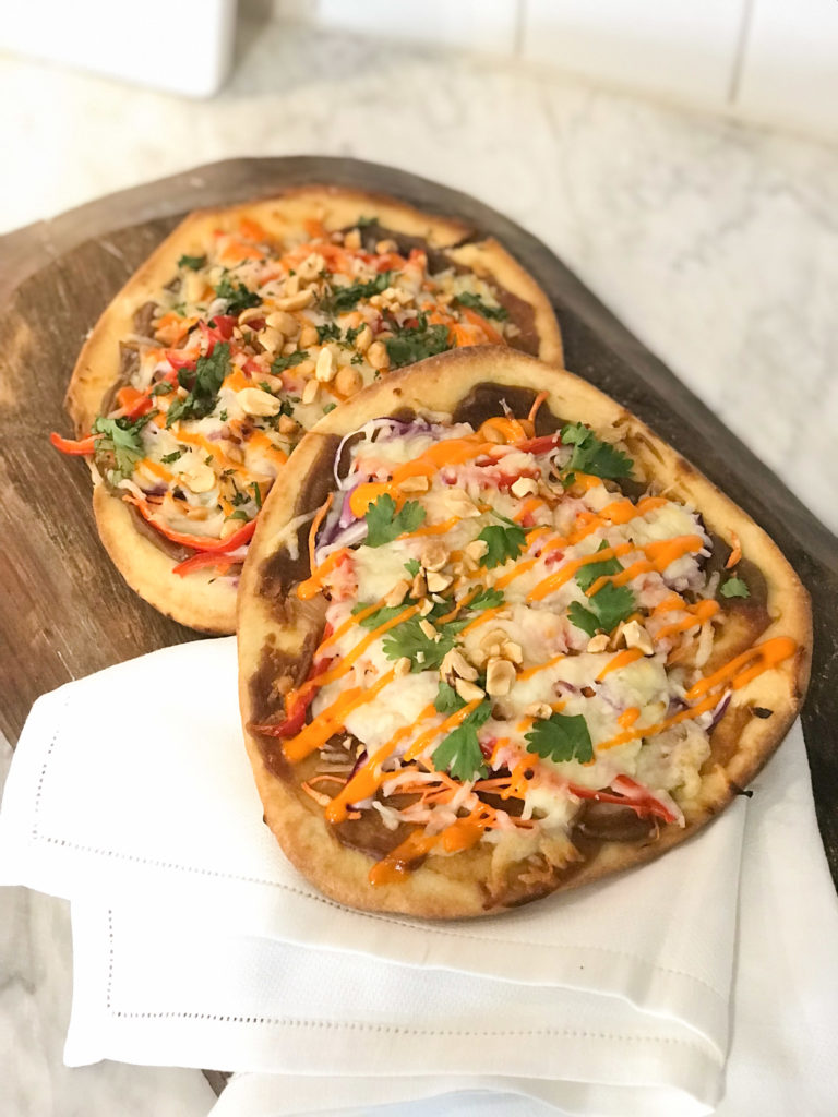 Thai Peanut Naan Pizzas - Peanut Butter Lovers