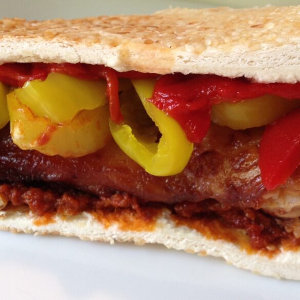 Peanut Butter Sticky Chicken Naan Sandwich