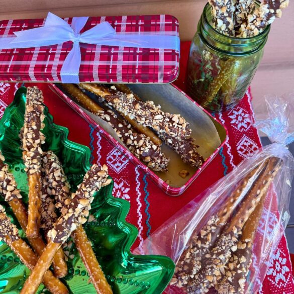 Peanut and Chocolate Pretzel Rods