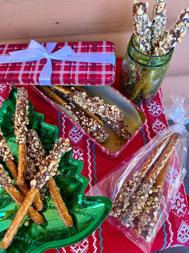 Peanut and Chocolate Pretzel Rods